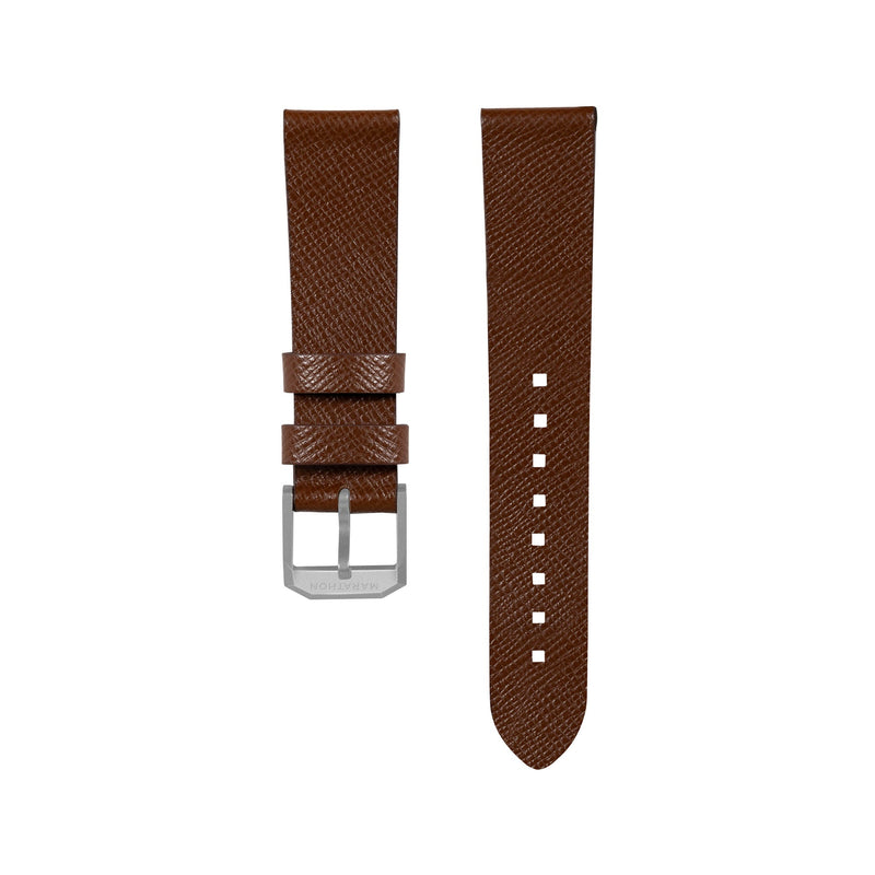 STRAP, 20mm, ITALIAN LEATHER, CROSS HATCH, PARKERIZED BUCKLE, COGNAC, STANDARD ITALIAN LEATHER, CROSS HATCH