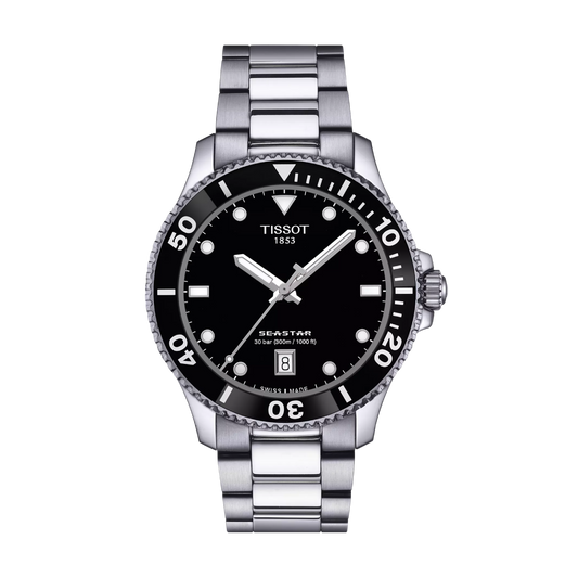 SEASTAR 1000 Black / Stainless Steel Black Dial