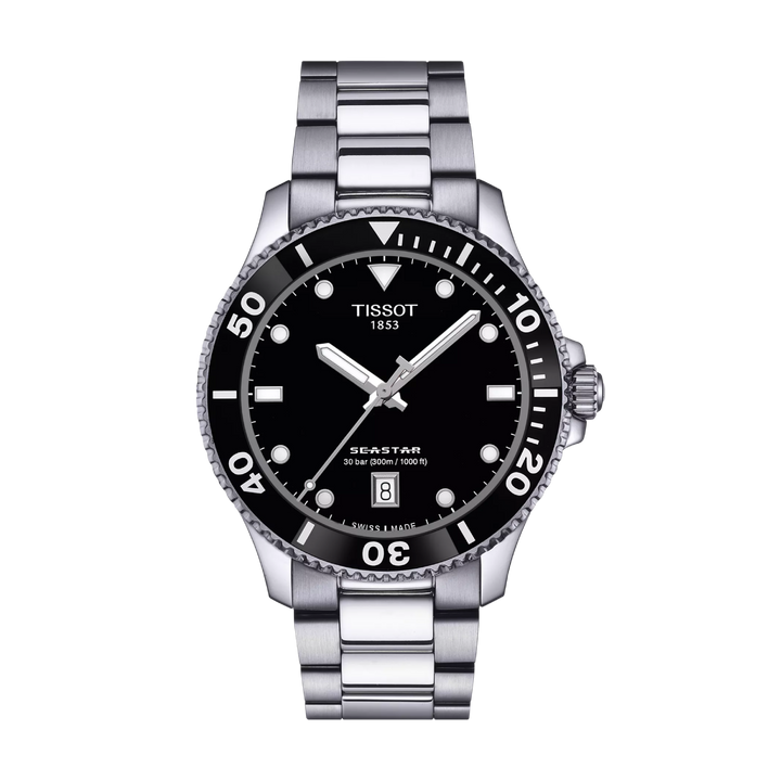 SEASTAR 1000 Black / Stainless Steel Black Dial