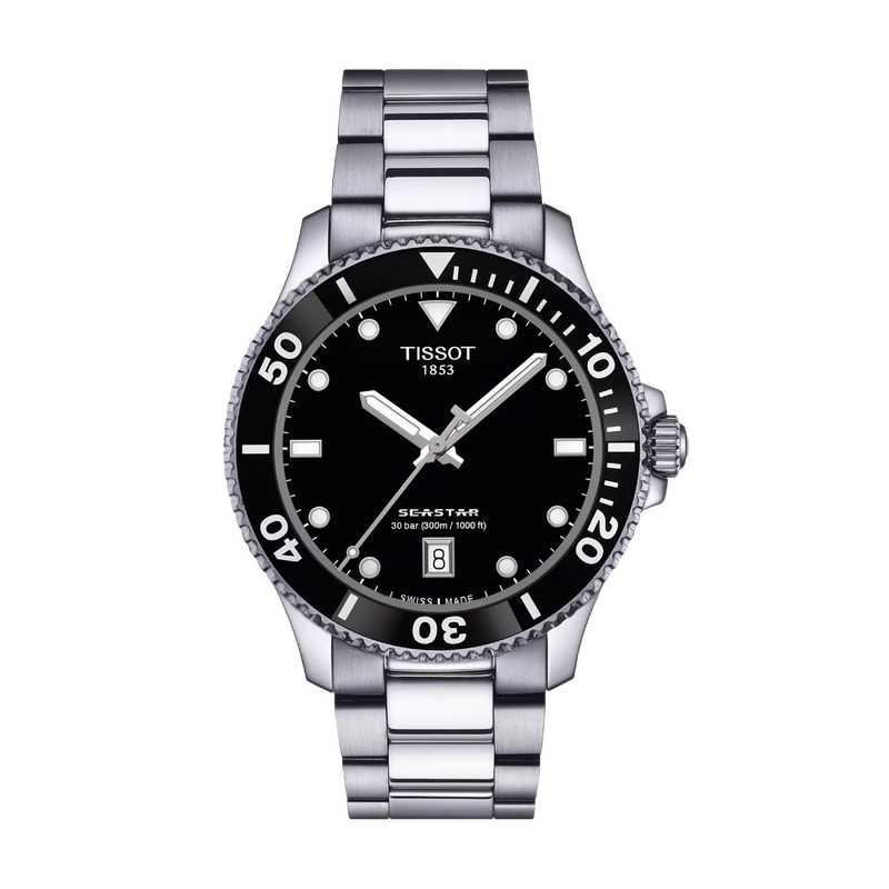 SEASTAR 1000 Black / Stainless Steel Black Dial