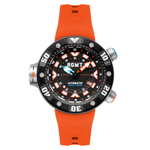 Depth Charge Automatic Black  & Orange / Silicone | Black Dial