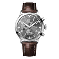 Vaughn Swiss automatic ETA 7750 pilot chronograph gray Dial, Italian Leather Strap Gray Dial