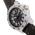 Aviator Leather-Band Watch w/Date Black | Black Dial