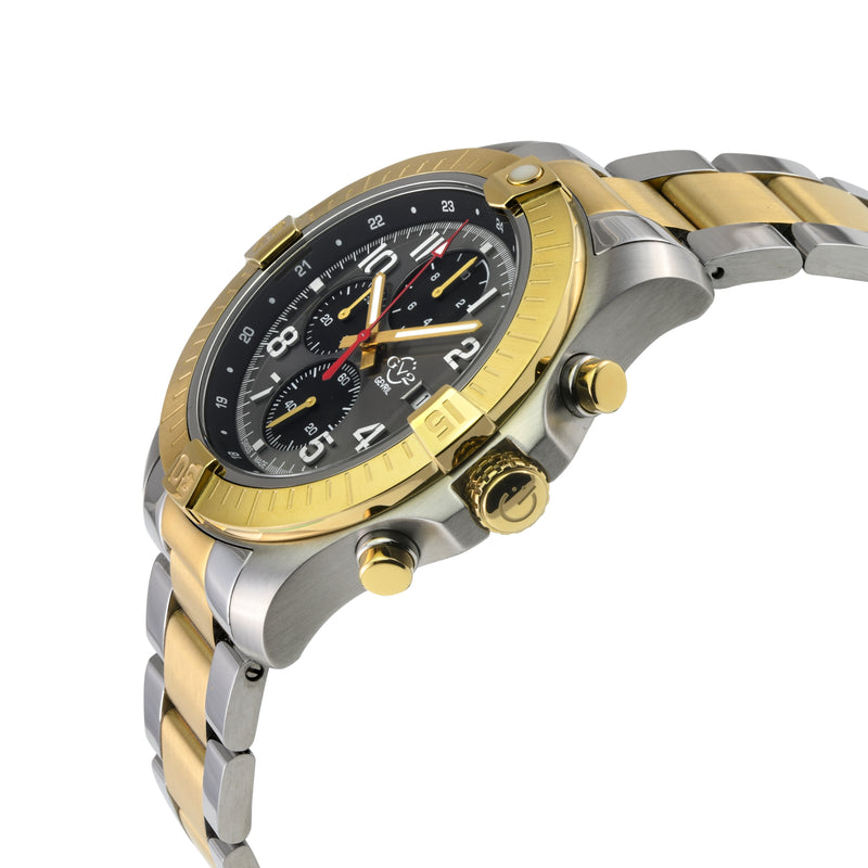 T38 GV2 Swiss Quartz Chronograph, 316L IPYG Case, Black Enamel Dial, Two toned316L IPYG  Bracelet | Green Dial