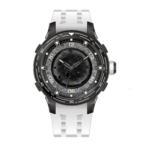 Celestial Black Dial White Rubber Strap 40.2mm Black Dial