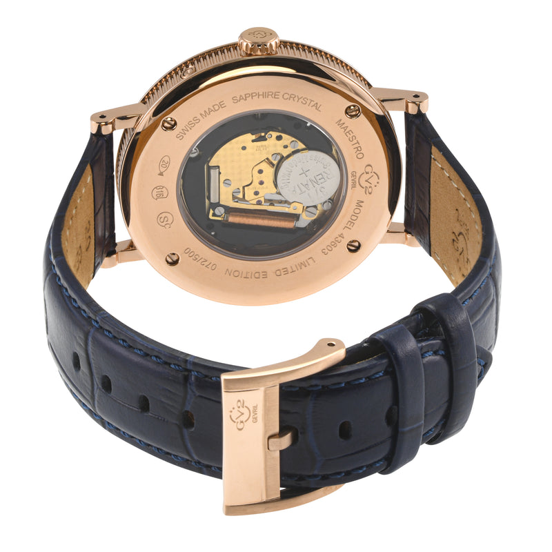 Maestro GV2 Swiss Quartz, IPRG Case, White Dial, Blue Italian Leather Strap | White Dial