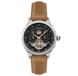 Baron Grand Date Calendar Open Heart Automatic Black / Brown Leather | Black Dial