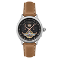 Baron Grand Date Calendar Open Heart Automatic Black / Brown Leather | Black Dial