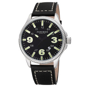 AK833GN-Casual Black/Leather | Black Dial