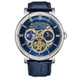 Dual Time Automatic Majestic 47mm Skeleton Blue/Leather | Blue Dial