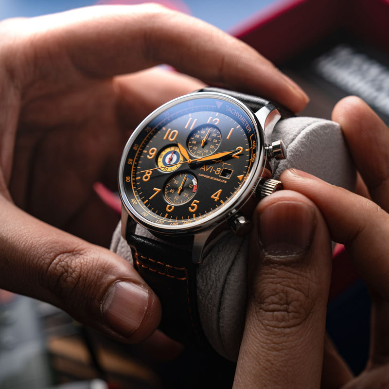 Classic Chronograph Black & Orange / Leather | Black Dial