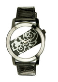 Men's Silvertone Swiss Quartz Tungsten & Stainless Steel See-Through Dial Watch stainless/black | Black Dial