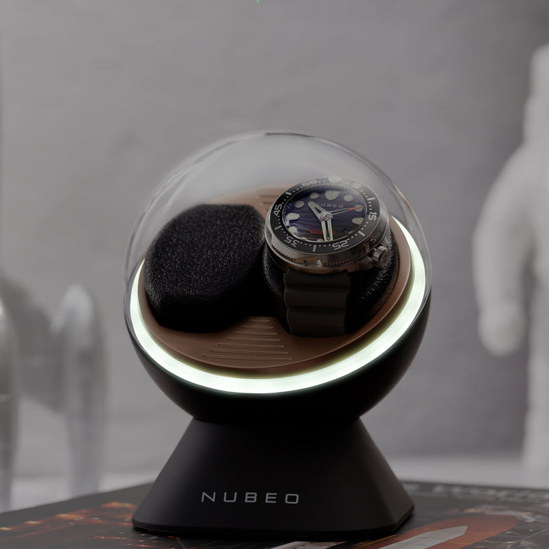 ASTRONOMY SATELLITE DUAL SLOT WATCH WINDER BLACK / TITANIUM BRACELET