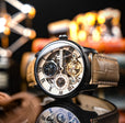 Longitude Automatic Skeleton Tan / Brown Leather | Tan Dial