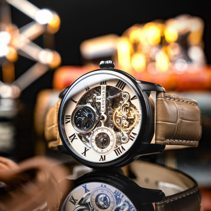 Longitude Automatic Skeleton Tan / Brown Leather | Tan Dial