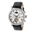 Winston Semi-Skeleton Leather-Band Watch Silver | White Dial