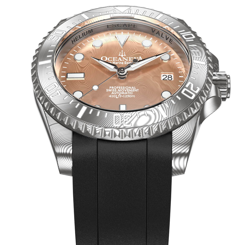 Damascus Swiss Automatic SW200 Deep Marine Explorer II Damascus/Rose Gold Damascus Dial | Rose Gold Dial