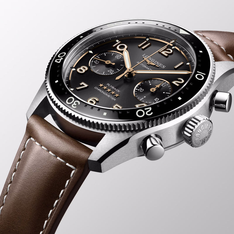 Spirit Flyback Black / Leather | Black Dial