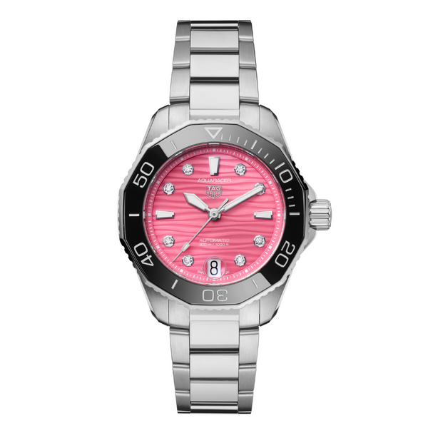TAG HEUER AQUARACER PROFESSIONAL 300, 36MM, W/R 300M, STEEL CASE AND BRACELET, PINK DIAL Pink Dial | Pink Dial