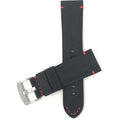 520 | 24mm Black and Red Mens Distressed Leather Watch Strap, Stitch 24mm / Black and Red / Silver Buckle |  Dial
