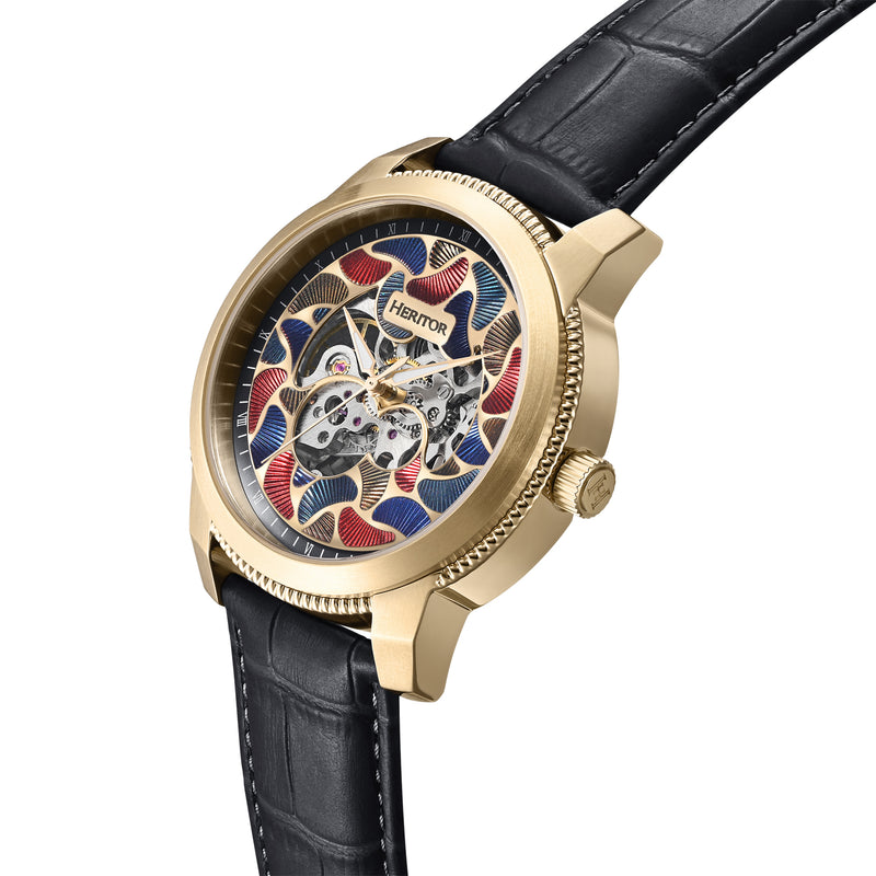 Emmanuel Semi Skeleton Custom Dial Black/Gold | MULTICOLOR Dial