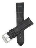 Bandini 22mm Grey Italian Leather Watch Band - Alligator Pattern - Semi-Padded 22mm / Grey / Silver Buckle |  Dial