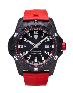 Carbon Dive CARBON CASE/BLACK&RED DIAL/RED STRAP | Black Dial
