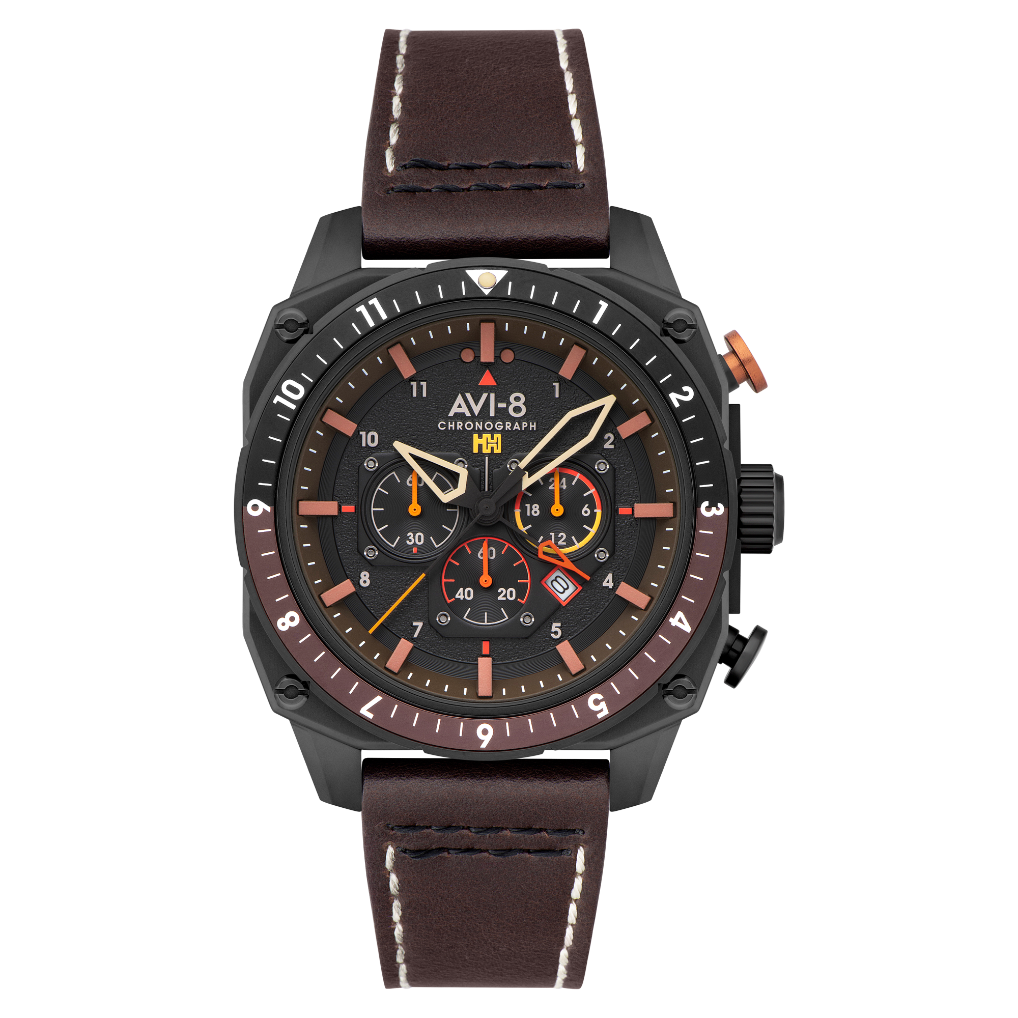 ATLAS DUAL TIME CHRONOGRAPH BLACK / LEATHER | Black Dial