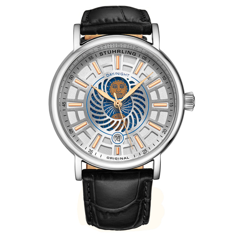 Symphony Silver case/Leather strap/ Brass Dial | White Dial