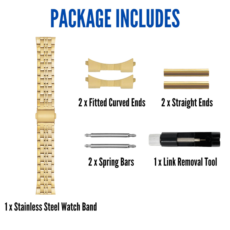 MET.615 | Jubilee Stainless Steel Watch Band 22mm / Gold |  Dial