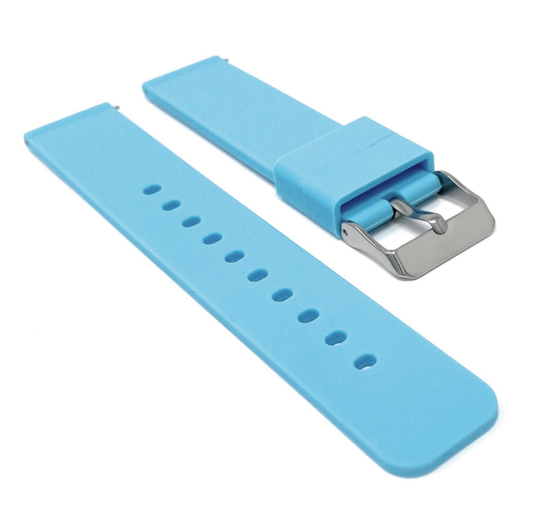 SIL.100 | Quick Release Slim Soft Rubber Silicone Watch Band - 22mm, Blue 22mm / Blue |  Dial