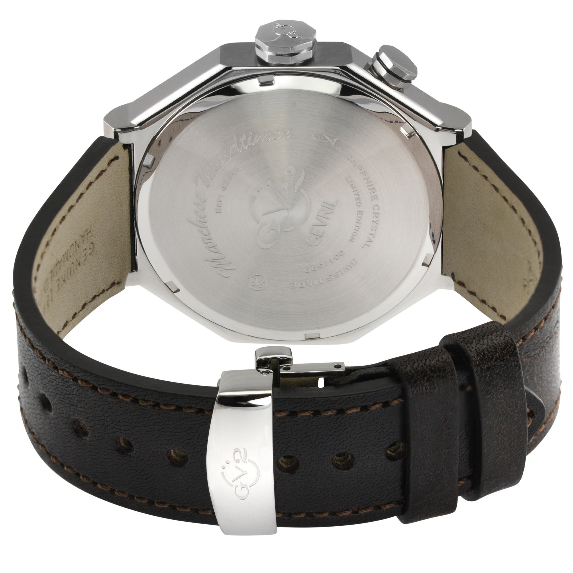 Marchese GV2 Men's Marchese IPYG Case, Silver Dial Watch, Brown Handmade  Italian Leather Strap | Silver Dial