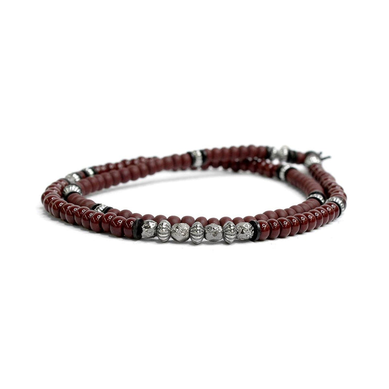 Burgundy Czech Glass Double, Scattered Sterling M (7.25" Wrist) |  Dial