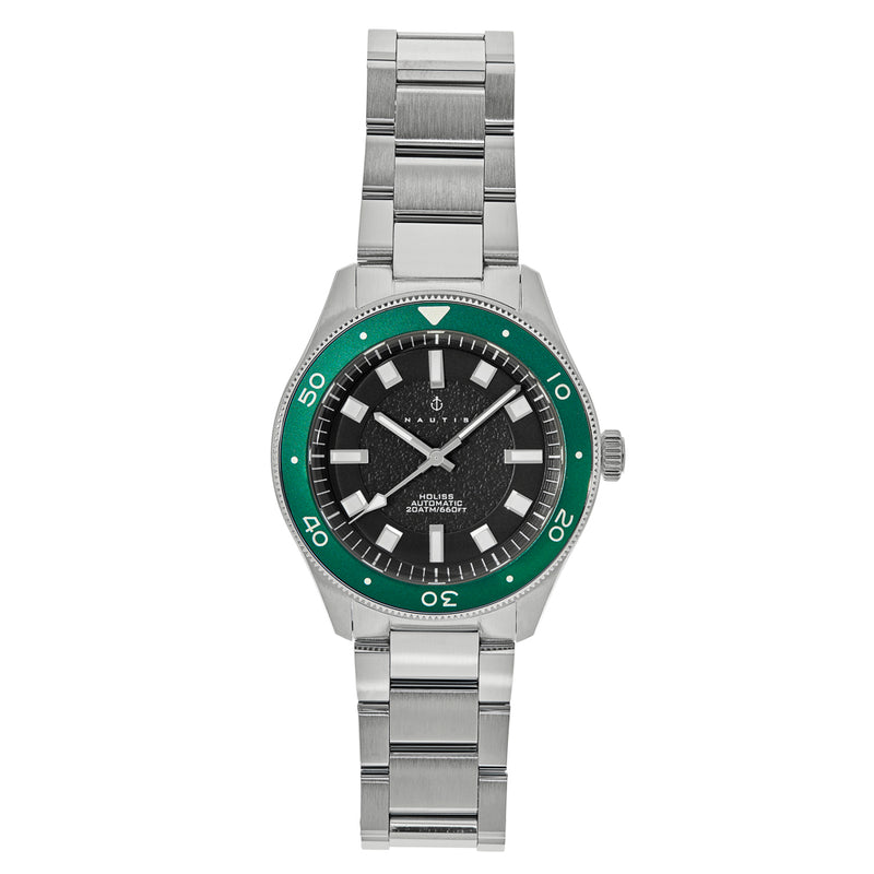 Holiss Automatic Diver Silver/Green | Black Dial