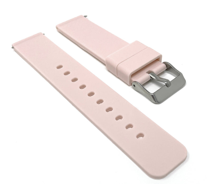 SIL.100 | Quick Release Slim Soft Rubber Silicone Watch Band - 22mm, Pink 22mm / Pink |  Dial