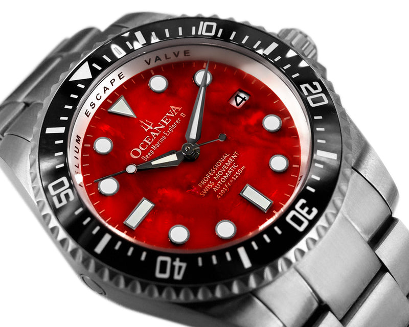 TITANIUM Deep Marine Explorer II Black Bezel | Red Dial