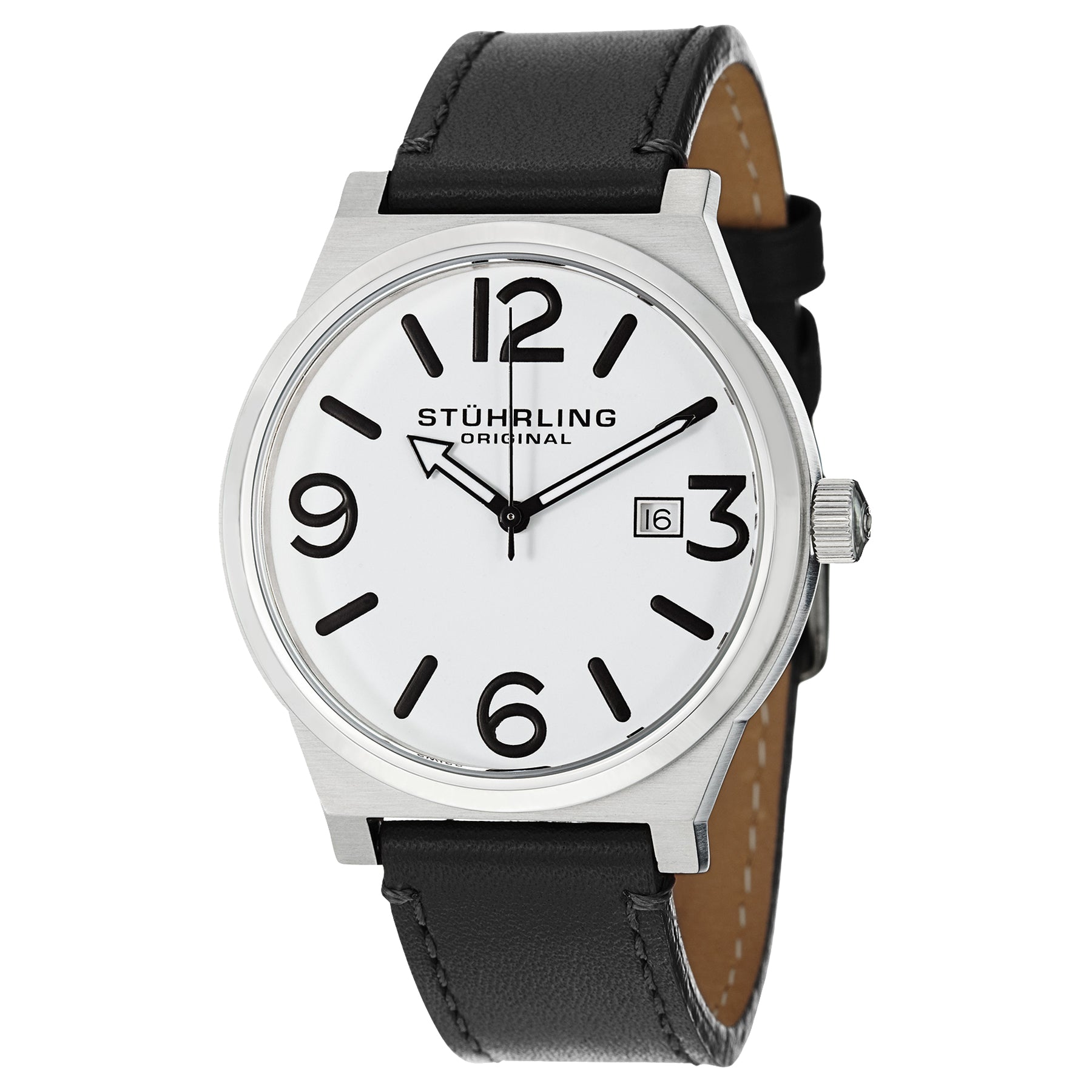 Aviator Black/Leather/White Dial/Silver Case | White Dial