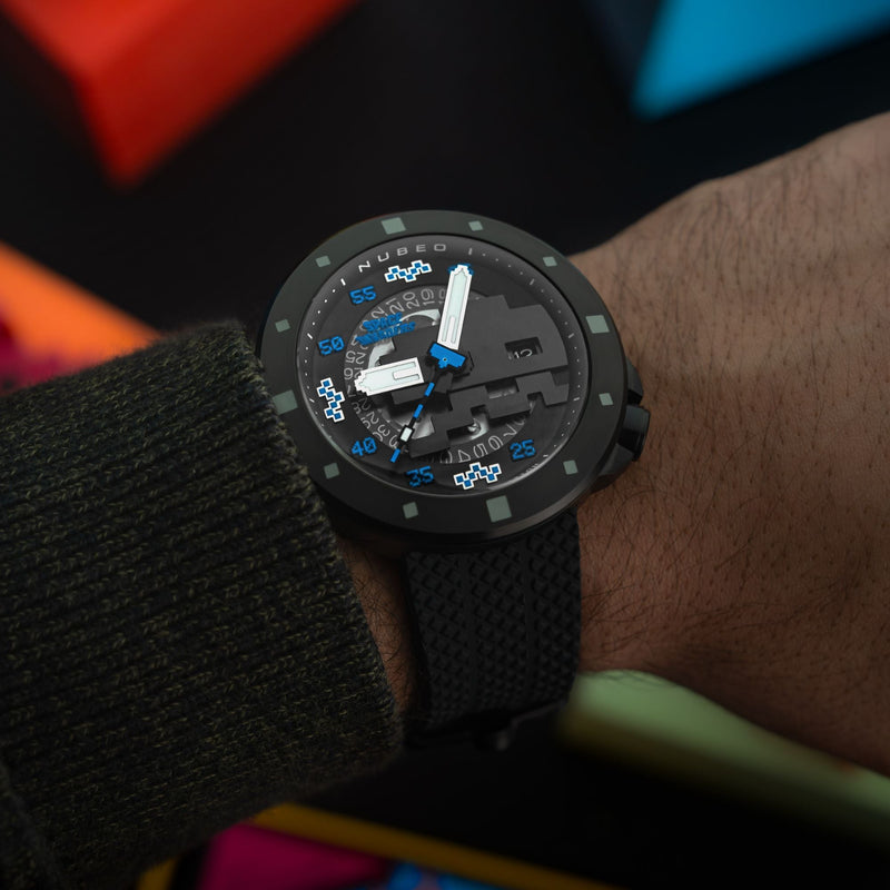 Cassini Automatic Space Invaders Limited Edition Black & Blue / Black | Black Dial