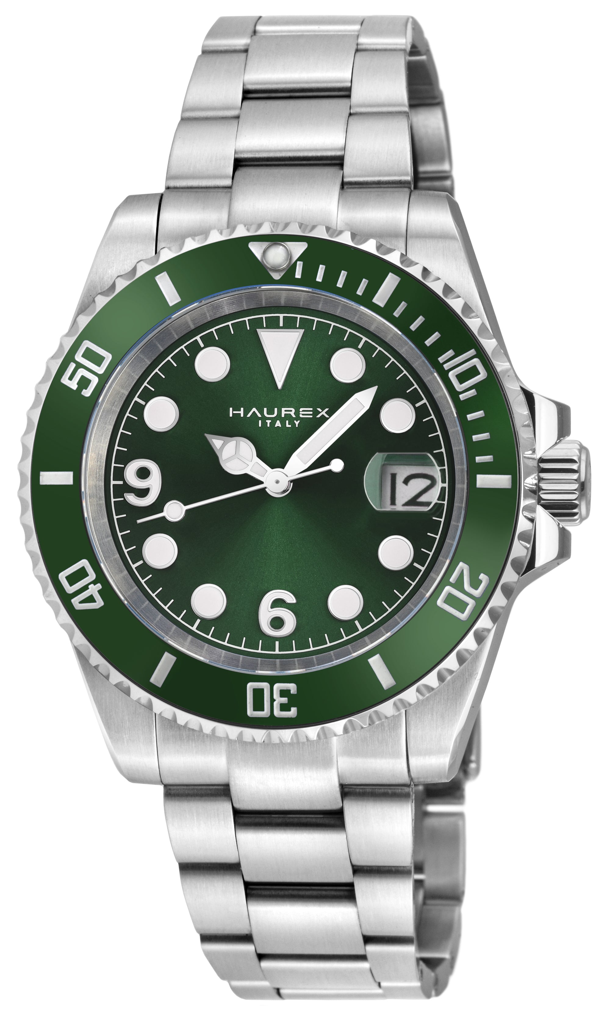 Haurex Italy Barracuda (316L Case, Green Sunray Dial, Ceramic Bezel, 316L Stainless Steel Bracelet)
