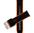SIL.300 | Two-Tone Quick Release Rubber Silicone Watch Band - 20mm, Black / Orange 20mm / Black & Orange |  Dial