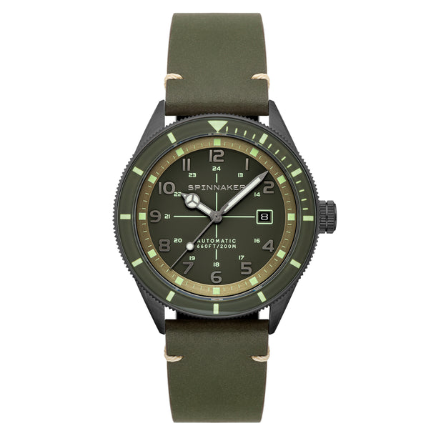 Cahill Automatic Gunmetal Green / Leather | Green Dial