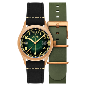 Flyboy Eagle Squadron Automatic Bronze 85th Limited Edition Brown / Genuine Leather Strap | Blue Dial