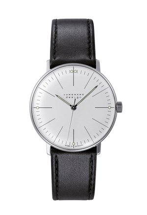 Max Bill Handaufzug Silver Dial / Black Leather Strap Silver Dial