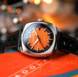 Buxton Automatic Orange/ Black Leather | Orange Dial