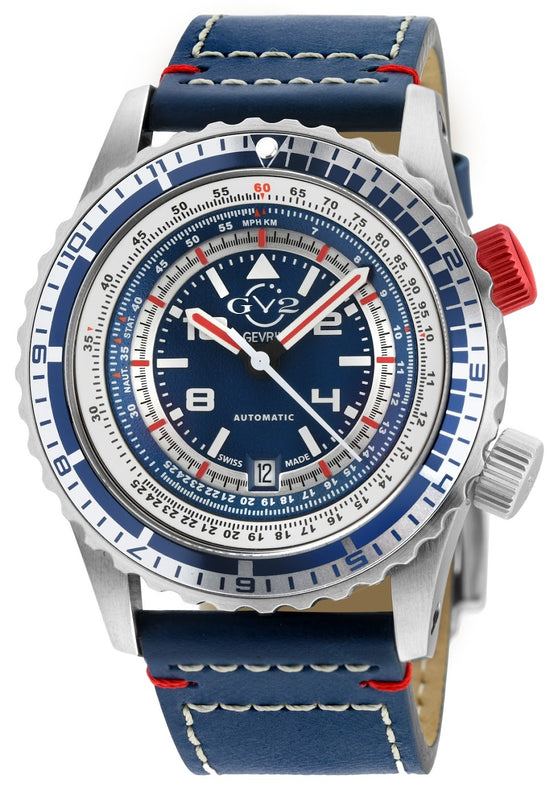 Contasecondi Automatic Swiss Made Calculator Watch Steel, blue and red double sapphire crystal | Blue Dial