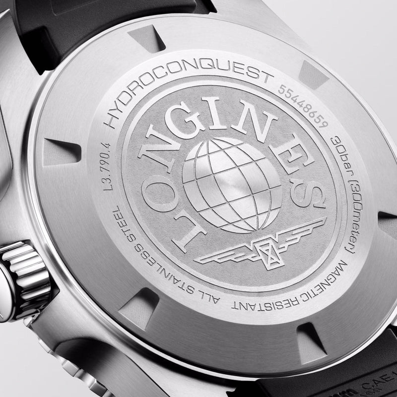 HYDROCONQUEST GMT Black / Rubber | Black Dial