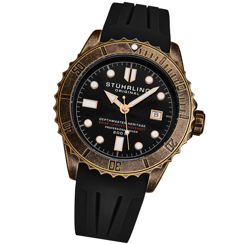 Aquadiver Bronze case/Rubber strap/ Brass Dial | Black Dial