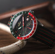 Fano Retrograde Green & Red / Nylon Strap | Black Dial
