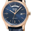 Excelsior Swiss made Automatic Sellita SW240, Day Date Blue Dial, RG Case, Blue Italian Handmade Leather Strap | Blue Dial