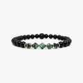 Green Bicone Czech Glass,  Black Onyx Bracelet M (7.25" Wrist) |  Dial